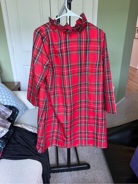 Tuckernuck Red Plaid Ruffle-Neck Dress